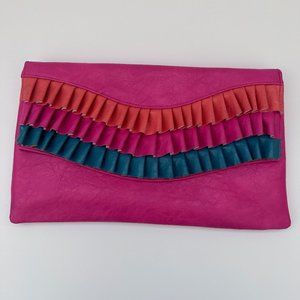 Pink Envelope clutch with colorful pleats.